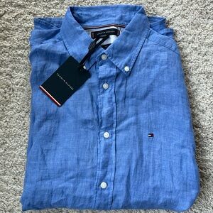 Tommy Hilfiger button up short sleeve linen shirt